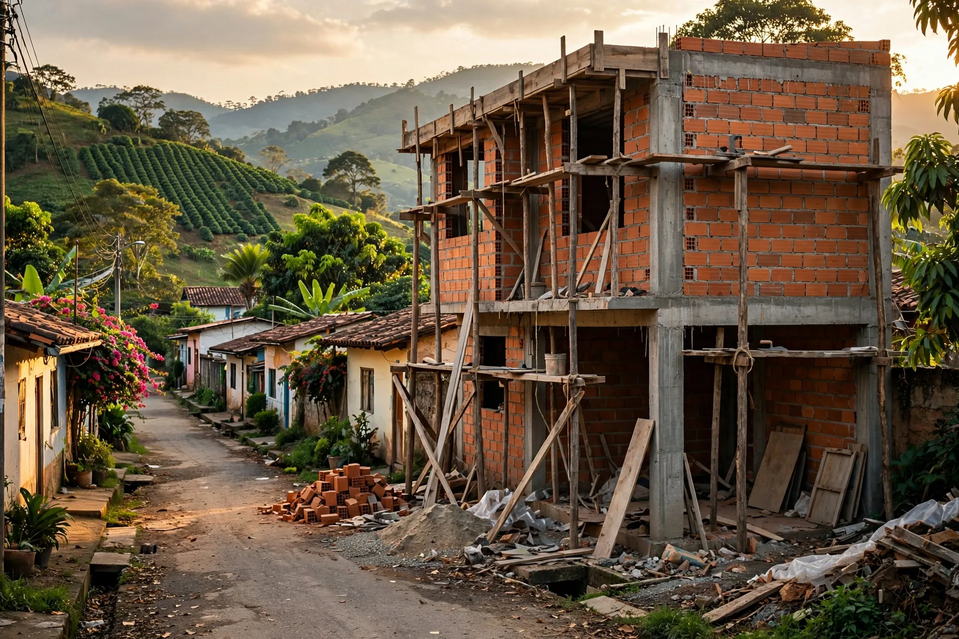A two-storey house under construction
